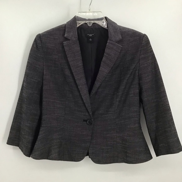 Ann Taylor One Button Tailored Blazer Jacket Career Office Casual Black Size 8P - Picture 2 of 8